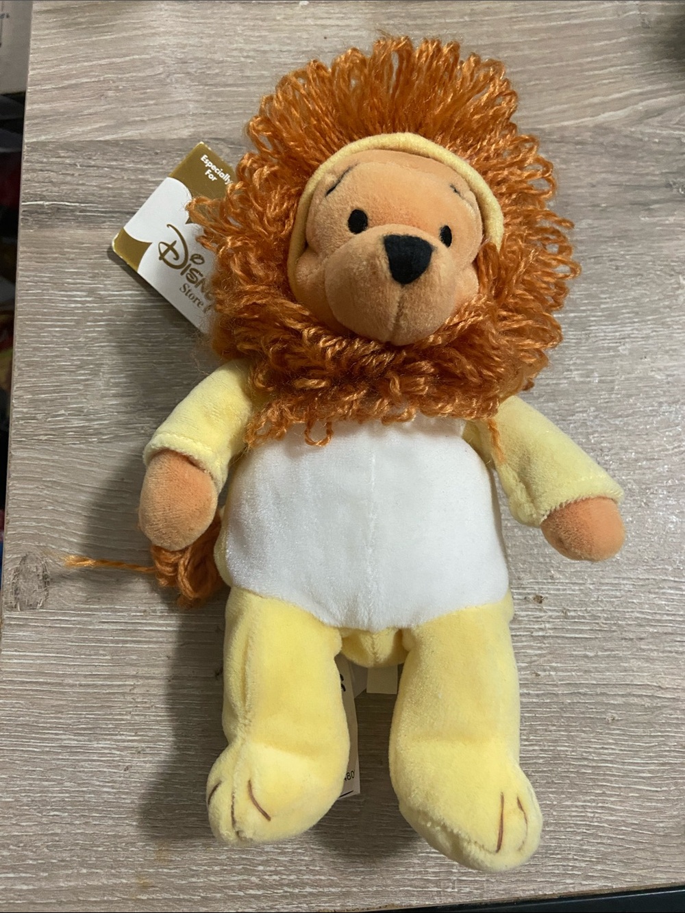 Disney Store Winnie the Pooh Mini Bean Bag Plush in Lion Costume Leo Zodiac +Tag
